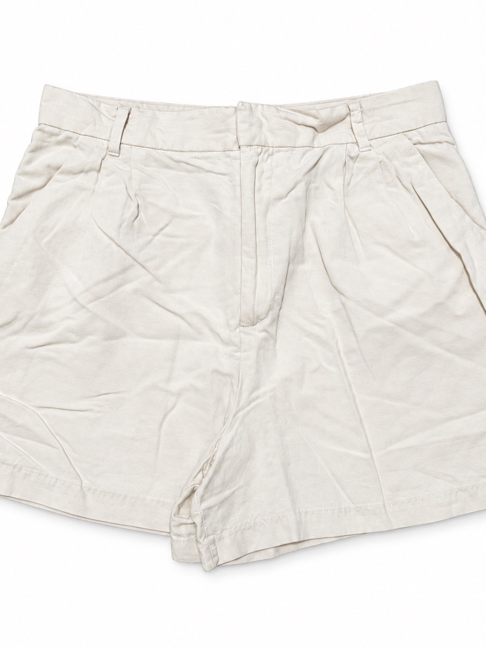 Zara Cream High Rise Tailored Shorts Size L